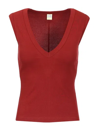 Flore Flore Deep V-neck Tank Top Tops Bordeaux