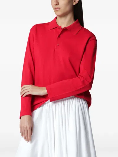 Flore Flore Diana Long-sleeve Polo Shirt In Red
