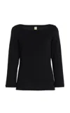 Flore Flore Exclusive Steffi Boat Neck Organic Cotton Top In Black