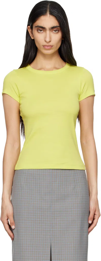 Flore Flore Car Baby Tee Ribbed Organic Cotton-jersey T-shirt In Yellow