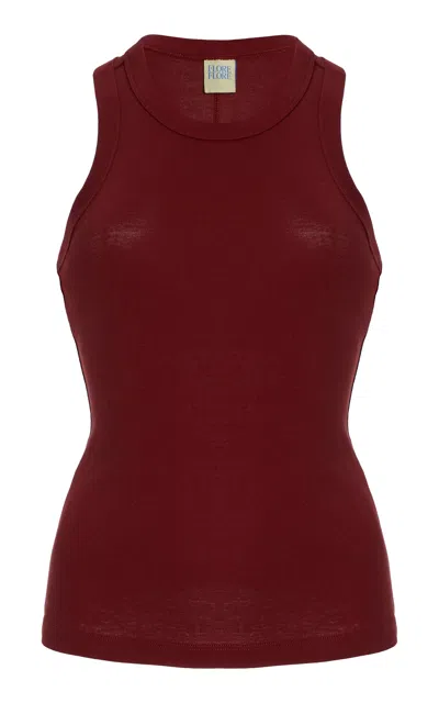 Flore Flore Hannah Organic Cotton Tank Top In Burgundy