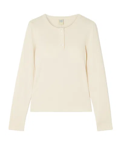 Flore Flore Jess Ribbed Organic Cotton-jersey Henley Top In Blue