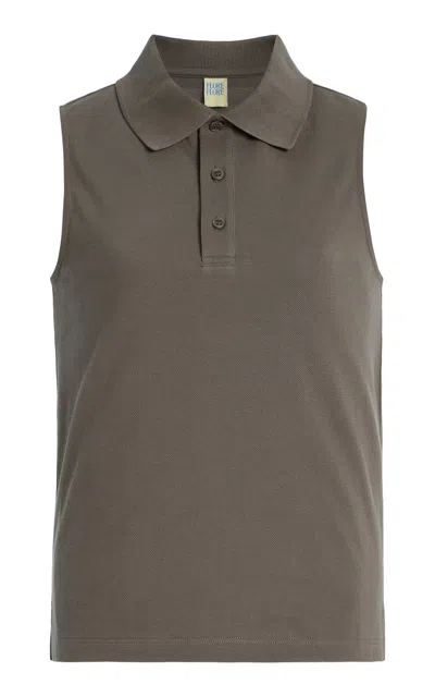 Flore Flore Lauren Cotton Polo Tank Top In Brown