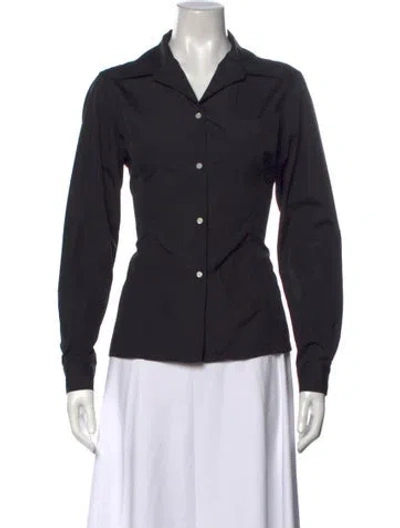 Pre-owned Flore Flore Long Sleeve Button-up Top In Black
