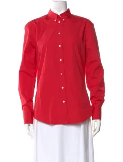Pre-owned Flore Flore Long Sleeve Button-up Top In Red
