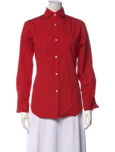 Pre-owned Flore Flore Long Sleeve Button-up Top In Red