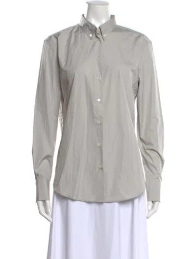 Pre-owned Flore Flore Long Sleeve Button-up Top W/ Tags In Gray