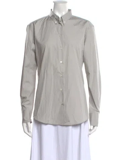 Pre-owned Flore Flore Long Sleeve Button-up Top W/ Tags In Gray