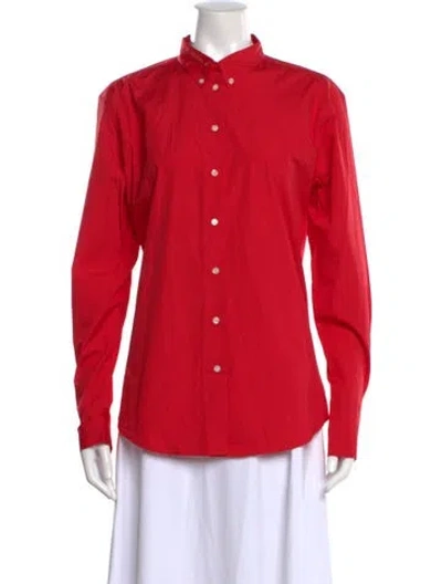 Pre-owned Flore Flore Long Sleeve Button-up Top W/ Tags In Red
