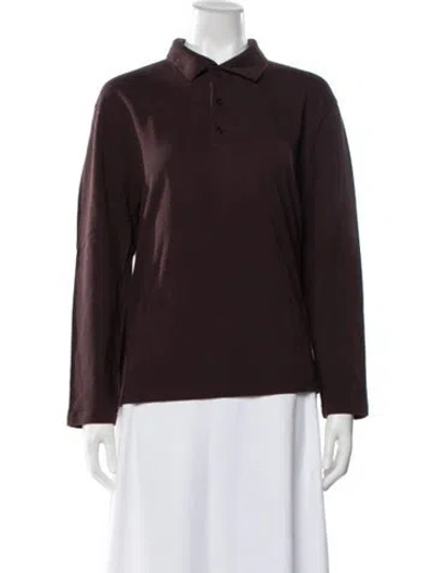 Pre-owned Flore Flore Long Sleeve Polo In Burgundy