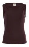 Flore Flore Timmi Ribbed Organic Cotton Tank In Brown