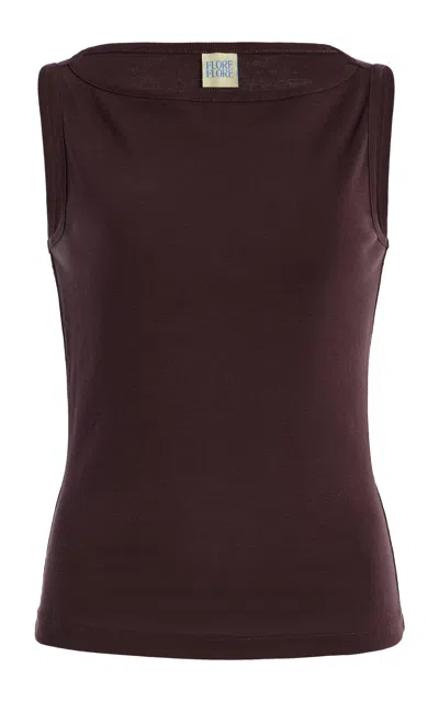 Flore Flore Timmi Ribbed Organic Cotton Tank In Brown