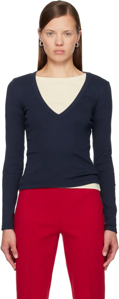 Flore Flore Navy Dewi Longseleve T-shirt In Blue