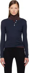 Flore Flore Navy Jess Longsleeve Henley In Blue