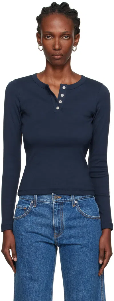 Flore Flore Navy Jess Longsleeve T-shirt In Blue