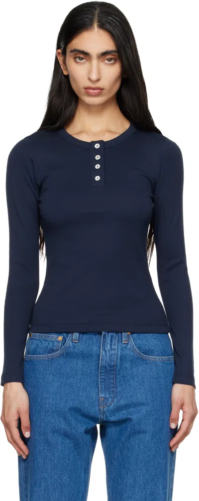 Flore Flore Navy Jess Longsleeve T-shirt In Blue