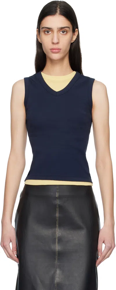 Flore Flore Navy Jill Tank Top In Blue
