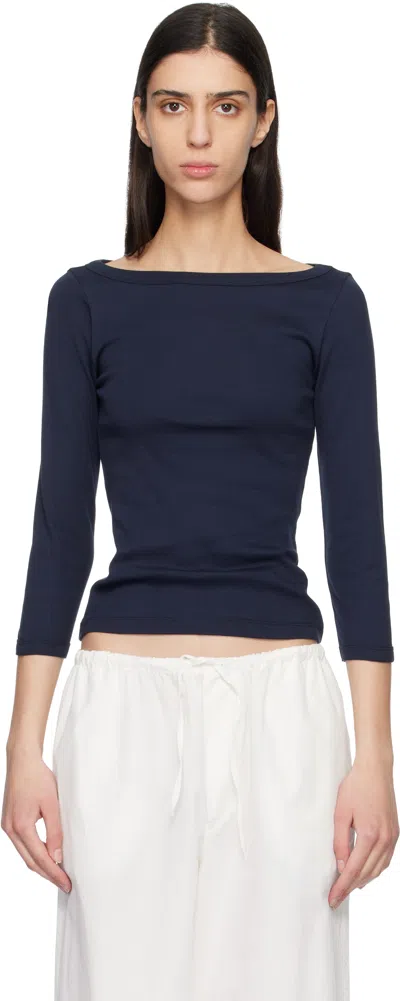 Flore Flore Steffi Ribbed Organic Cotton-jersey T-shirt In Blue