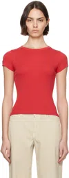 Flore Flore Car Ribbed Organic Cotton-jersey T-shirt In Red