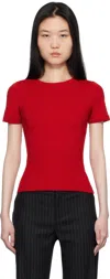 Flore Flore Car Ribbed Organic Cotton-jersey T-shirt In Red