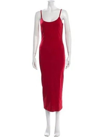 Pre-owned Flore Flore Scoop Neck Long Dress In Red