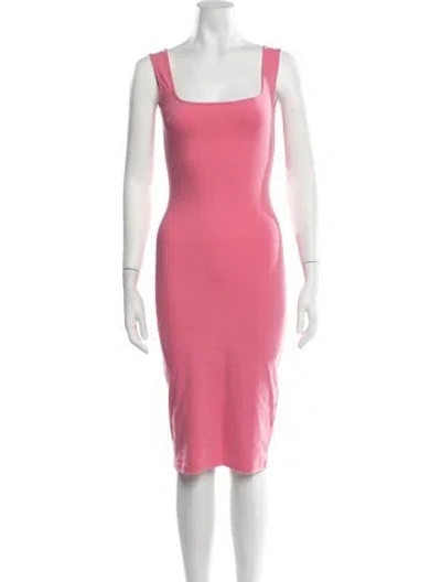 Pre-owned Flore Flore Scoop Neck Midi Length Dress In Pink