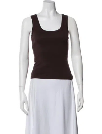 Pre-owned Flore Flore Scoop Neck Sleeveless Top In Brown