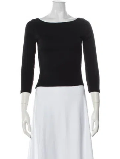 Pre-owned Flore Flore Scoop Neck Three-quarter Sleeve Top In Black