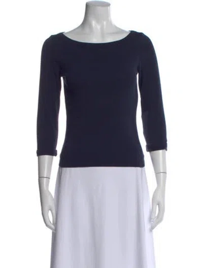 Pre-owned Flore Flore Scoop Neck Three-quarter Sleeve Top In Blue