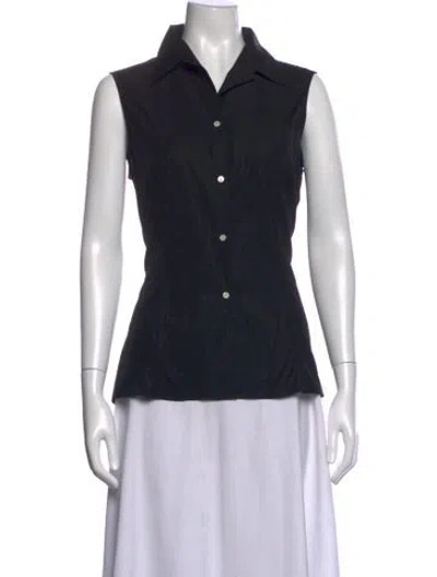 Pre-owned Flore Flore Sleeveless Button-up Top In Black