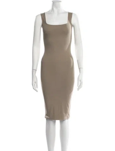Pre-owned Flore Flore Square Neckline Knee-length Dress In Neutrals