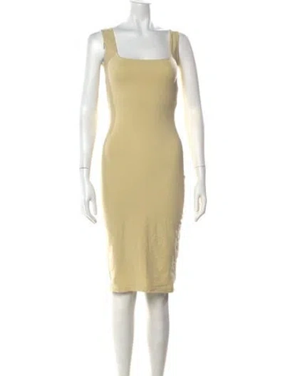 Pre-owned Flore Flore Square Neckline Knee-length Dress In Yellow