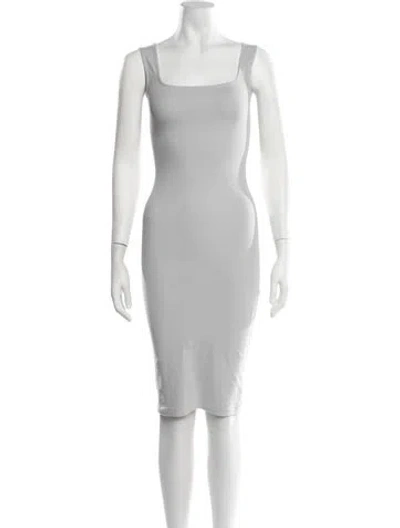 Pre-owned Flore Flore Square Neckline Midi Length Dress In Blue
