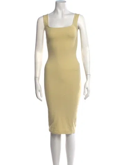 Pre-owned Flore Flore Square Neckline Midi Length Dress In Yellow