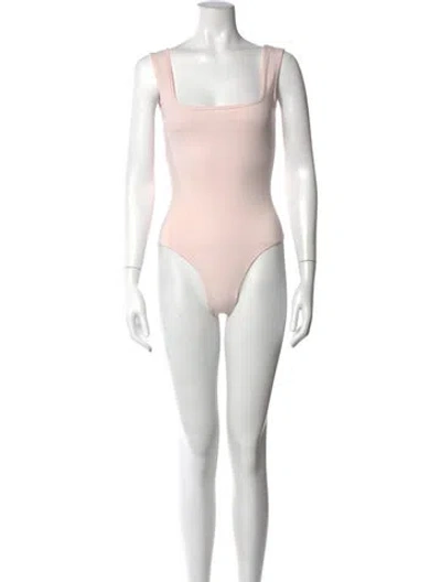 Pre-owned Flore Flore Square Neckline Sleeveless Bodysuit In White