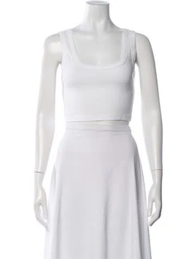Pre-owned Flore Flore Square Neckline Sleeveless Crop Top In White