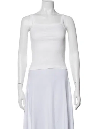 Pre-owned Flore Flore Square Neckline Sleeveless Top In White