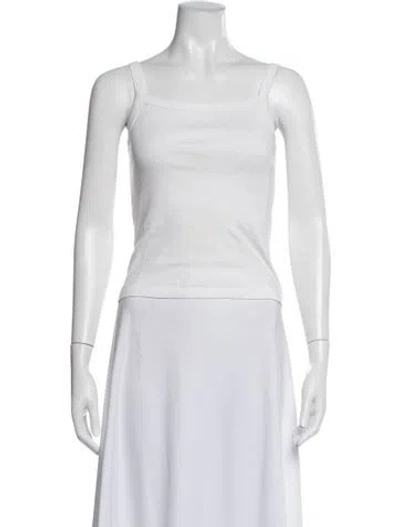 Pre-owned Flore Flore Square Neckline Sleeveless Top In White