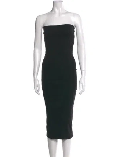 Pre-owned Flore Flore Strapless Midi Length Dress In Black