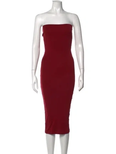 Pre-owned Flore Flore Strapless Midi Length Dress In Red