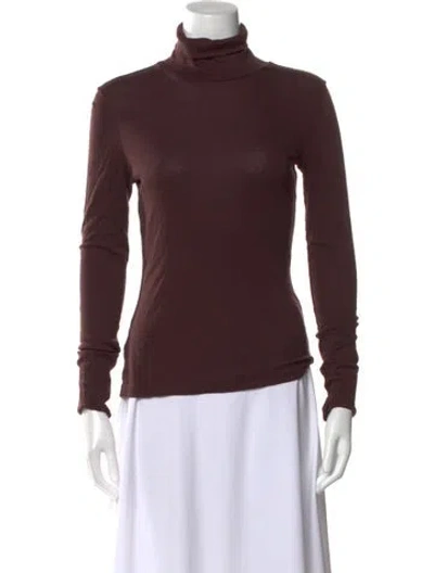 Pre-owned Flore Flore Turtleneck Long Sleeve Top In Brown