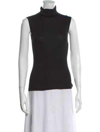 Pre-owned Flore Flore Turtleneck Sleeveless Top In Blue