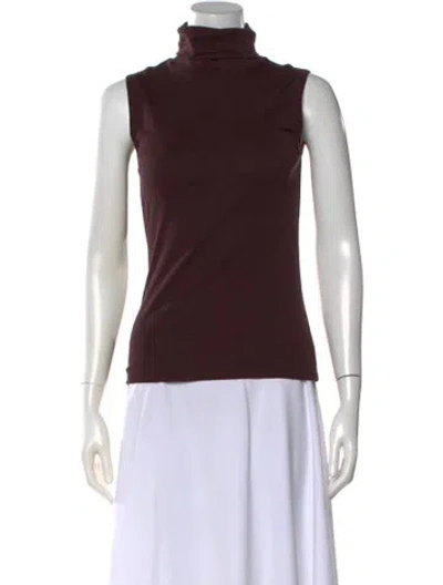 Pre-owned Flore Flore Turtleneck Sleeveless Top In Brown