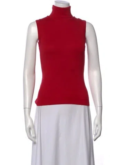 Pre-owned Flore Flore Turtleneck Sleeveless Top In Red