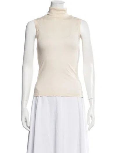 Pre-owned Flore Flore Turtleneck Sleeveless Top W/ Tags In White