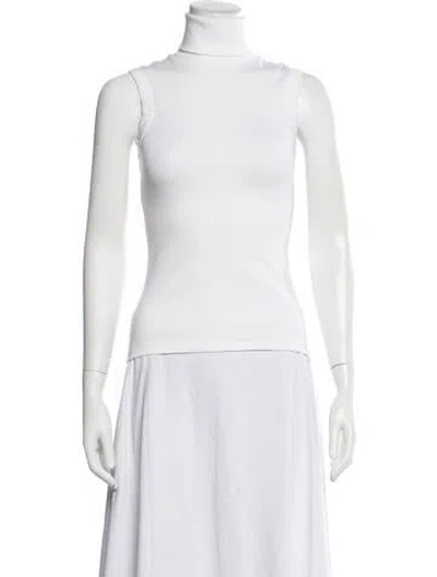 Pre-owned Flore Flore Turtleneck Sleeveless Top In White