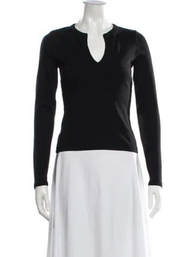 Pre-owned Flore Flore V-neck Long Sleeve Top In Blue