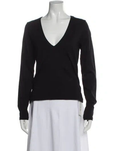 Pre-owned Flore Flore V-neck Long Sleeve Top In Gray