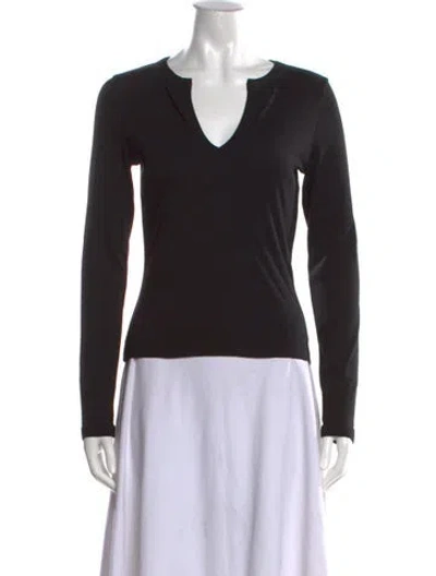 Pre-owned Flore Flore V-neck Long Sleeve T-shirt In Black