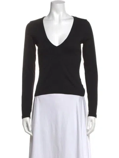 Pre-owned Flore Flore V-neck Long Sleeve T-shirt In Blue